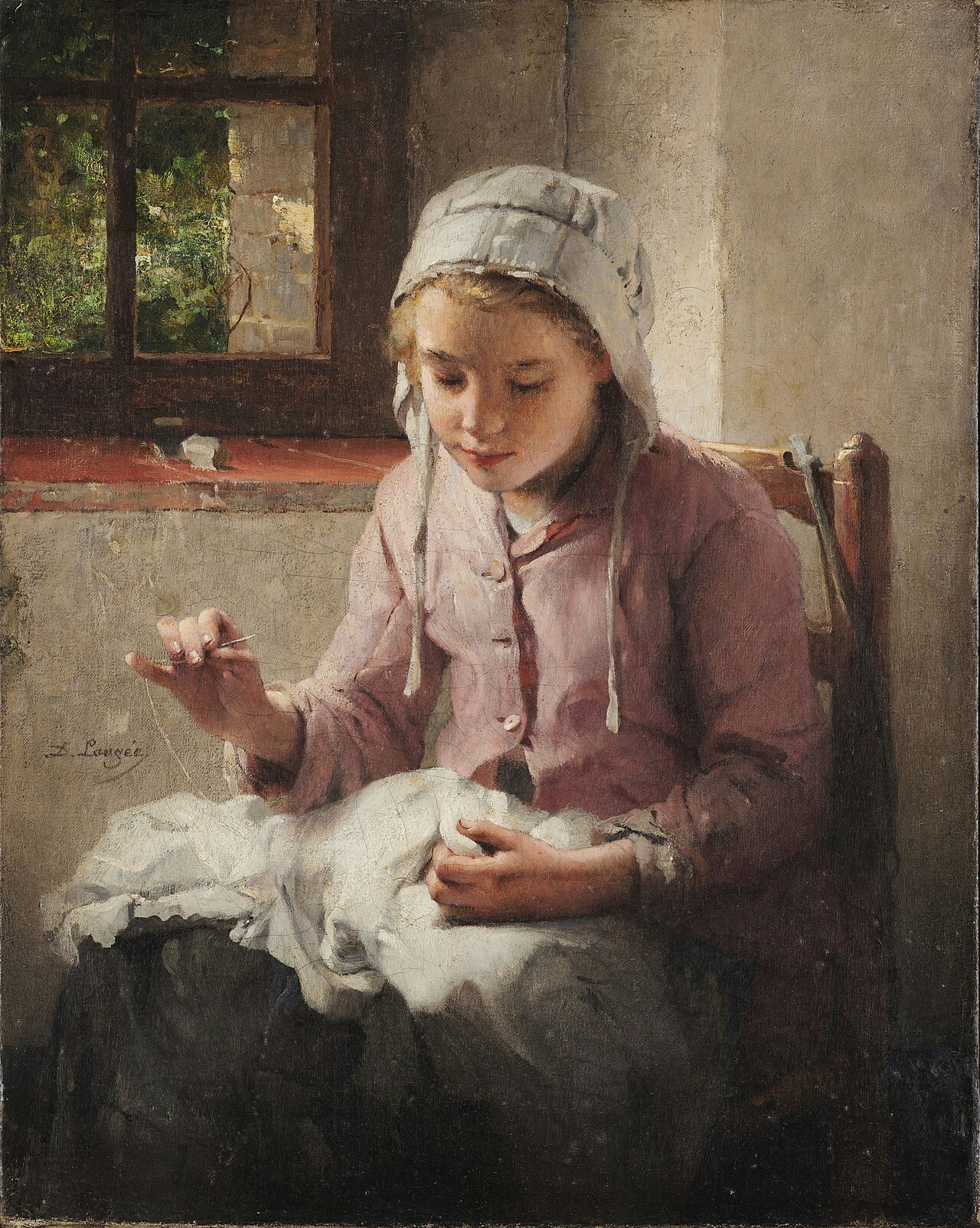 Sewing by Désiré François Laugée
