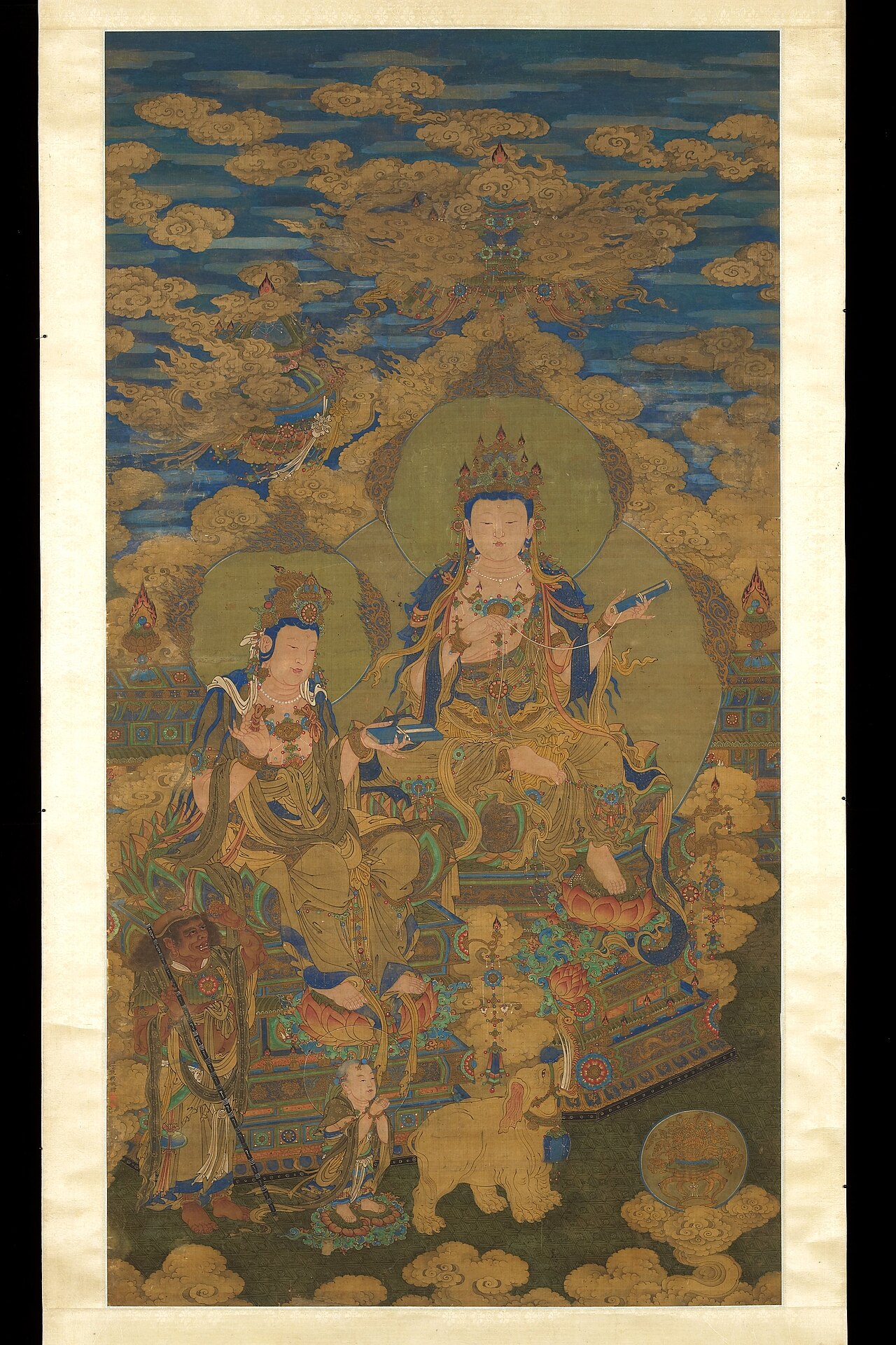 Two versions of bodhisattva Guanyin by Ding Guanpeng