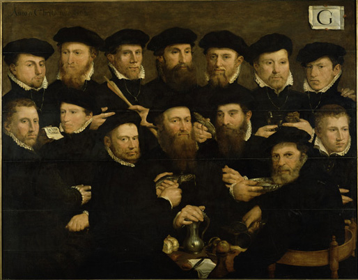 Meal of 14 militia guardsmen by Dirck Barendsz.