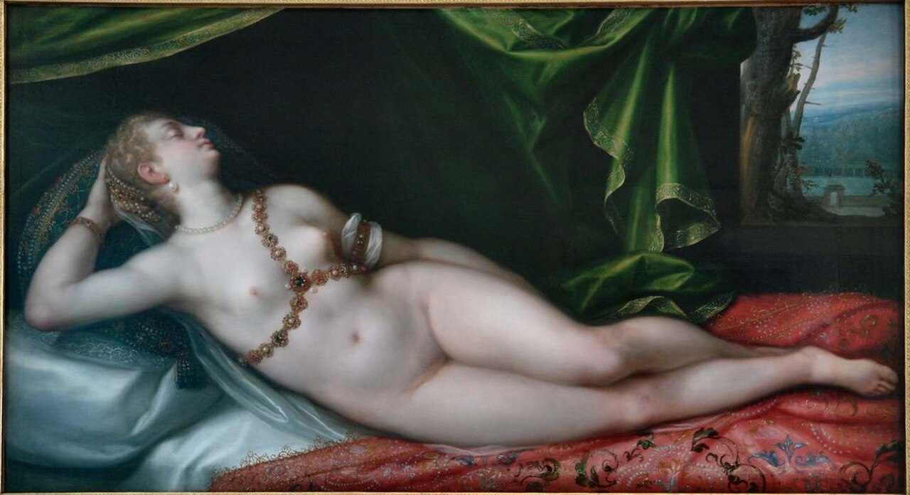Une Femme endormie - Vénus endormie - Muse endormie by Dirck de Quade van Ravesteyn