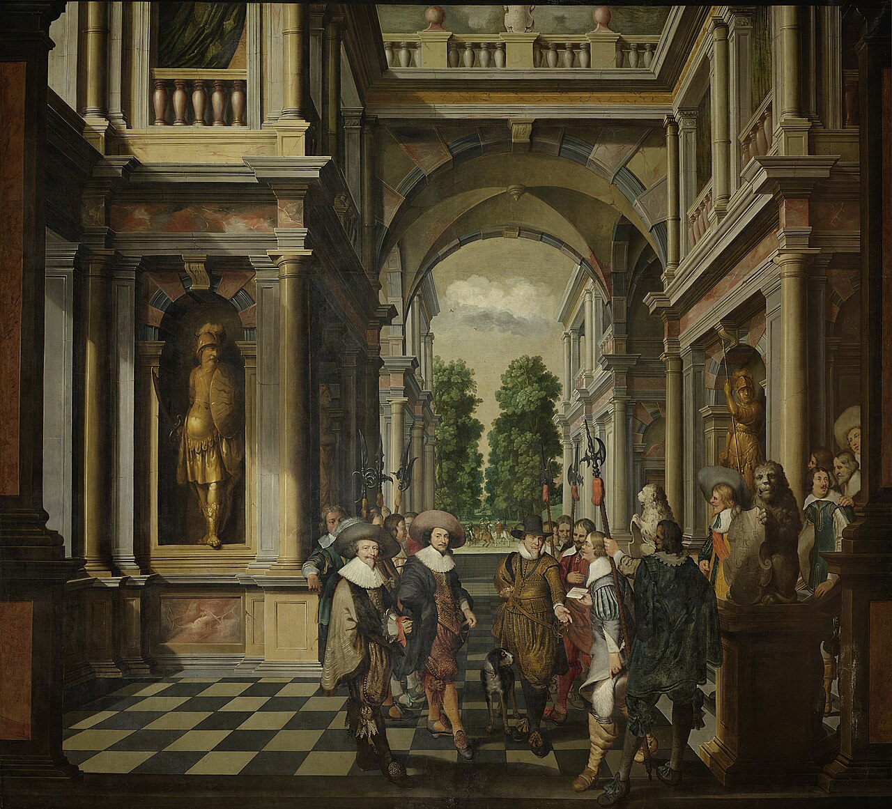 A colonnade. Part of a seven-part decorative sequence by Dirck van Delen