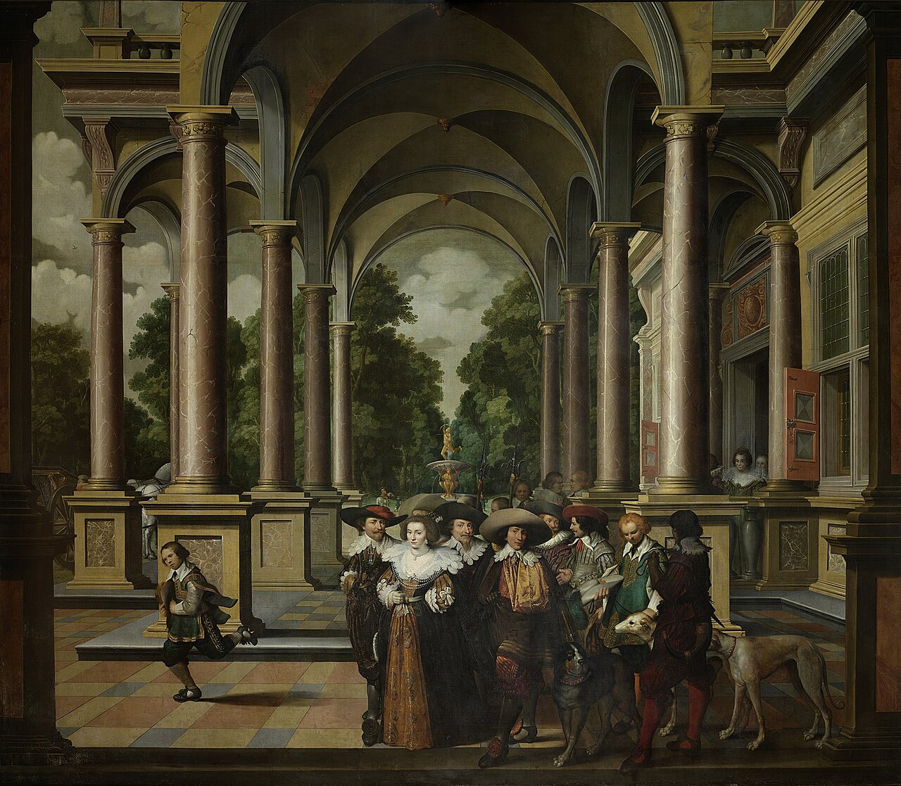 A colonnade. Part of a seven-part deorative sequence by Dirck van Delen
