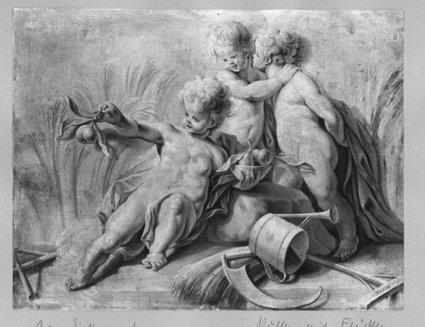 Three puttos ( grisaille ) by Dirk van der Aa