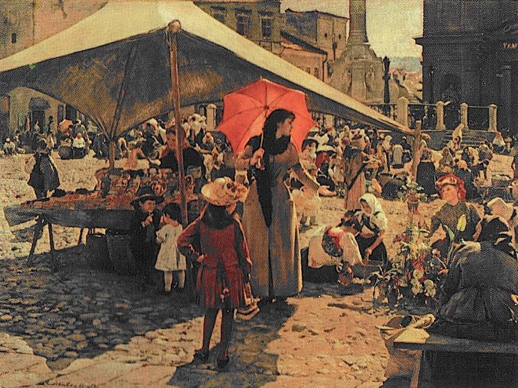 Market in Banska Bystrica by Döme Skuteczky