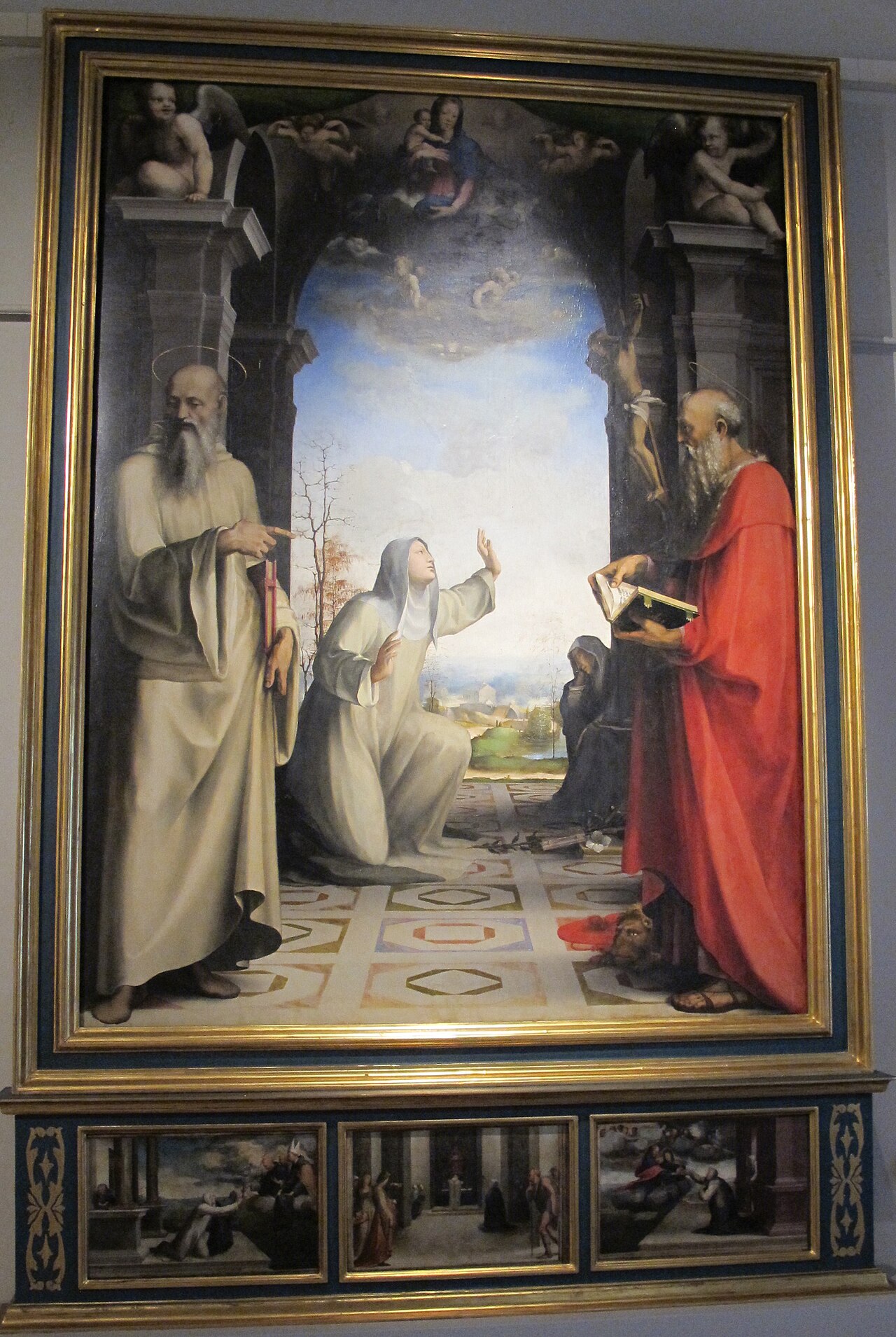 Saint Catherine of Siena receiving the stigmata between Saints Benedict and Jerome by Domenico Beccafumi