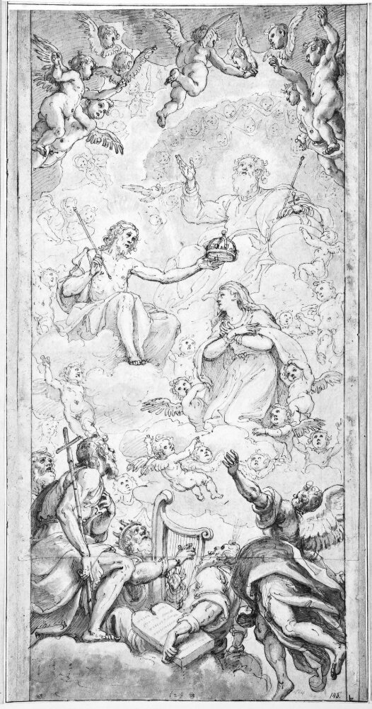 The Coronation of the Virgin with St. Johan the Baptist, King David and Moses by Domenico Passignano