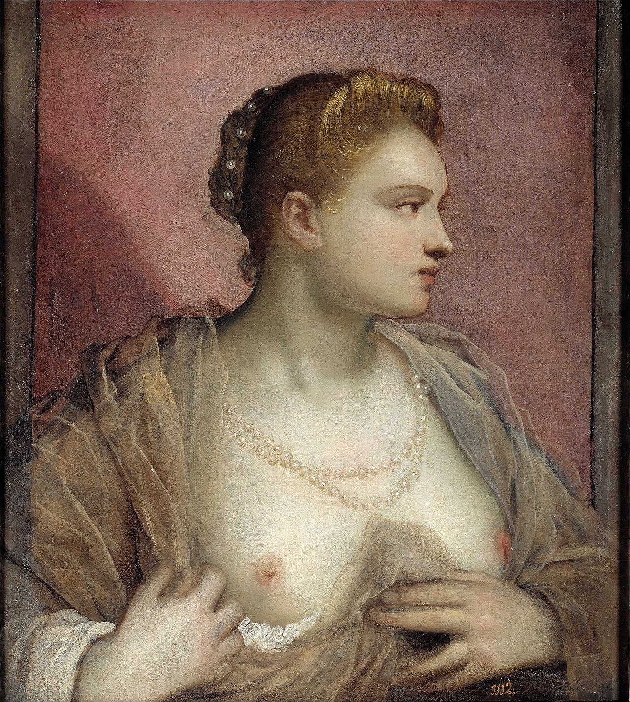 Portrait of a Bare-Breasted Woman by Domenico Tintoretto