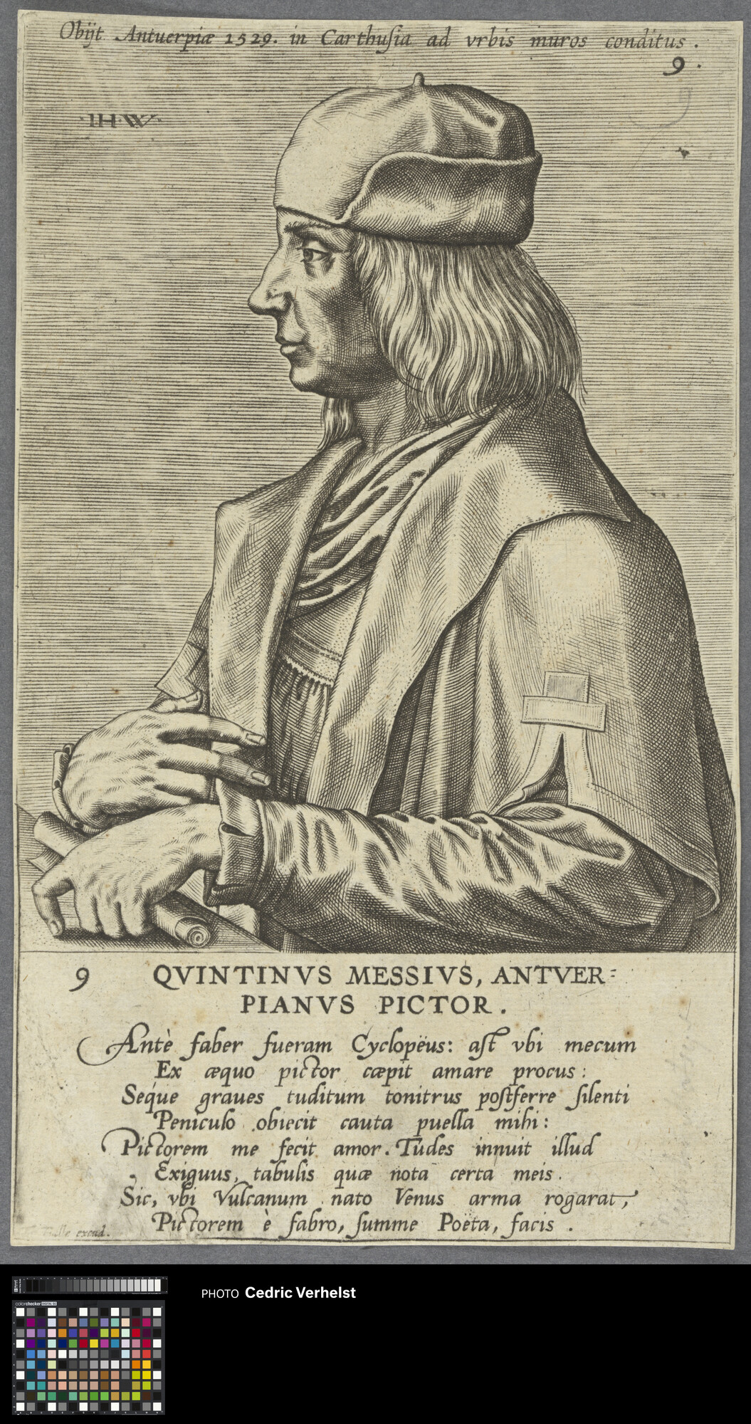 Portrait of Quinten Massijs (Qvintinvs Mesivs, Anver Pianvs Pictor) by Dominicus Lampsonius