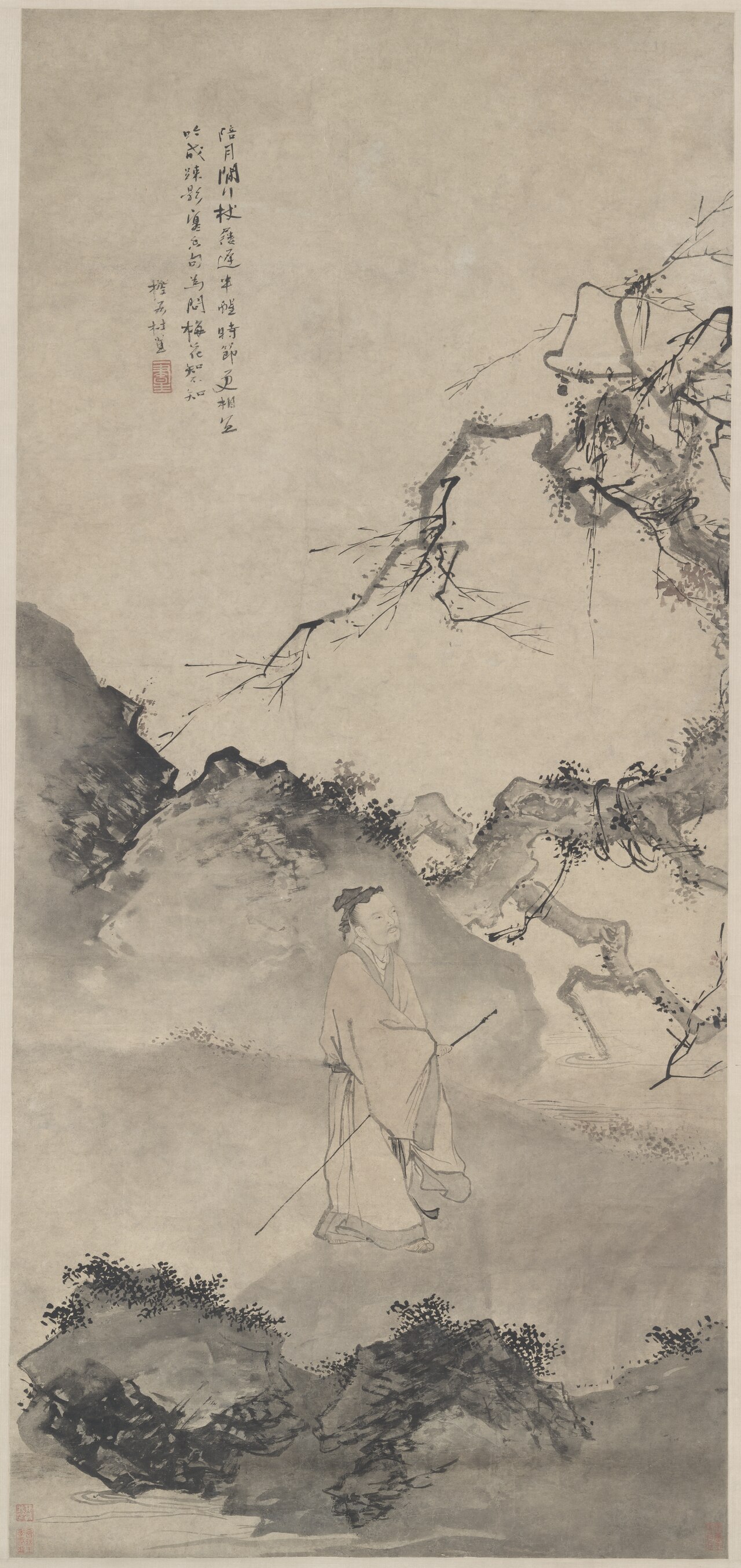 The Poet Lin Bu Wandering in the Moonlight by Du Jin