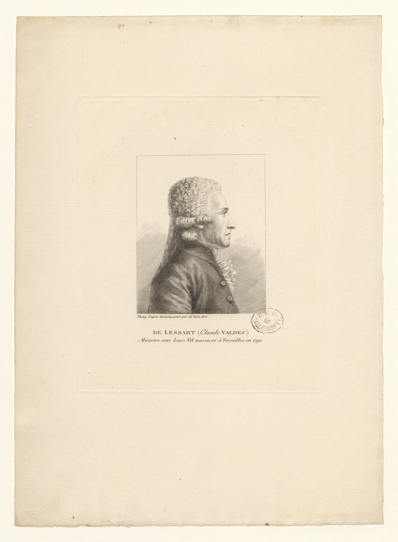 De Lessart (Claude Valdec) Ministre sous Louis XVI massacré à Versailles en 1792 BOYER 1493 by Edme Quenedey des Ricets
