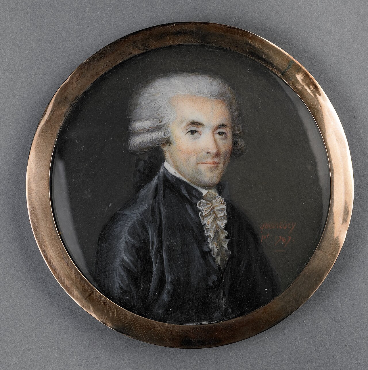 Portrait of a man on ivory by Edme Quenedey des Ricets