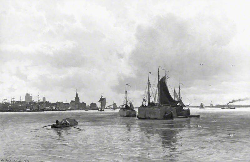 Dordrecht, with Shipping on the Meuse by Edmond de Schampheleer