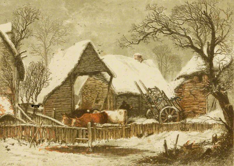 Landscape with Cottage and Farmcart by Edmund Evans