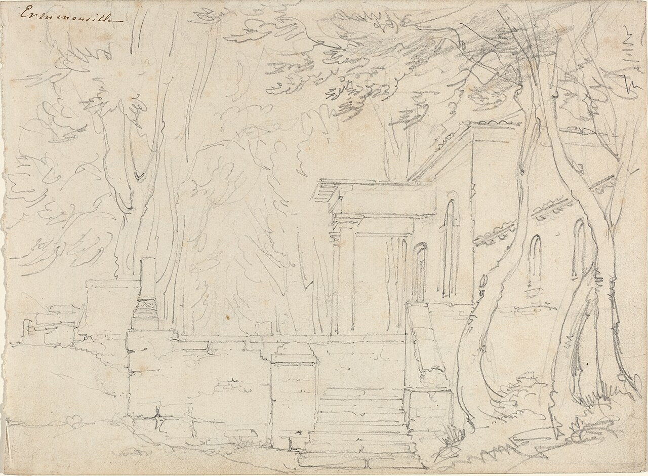 House with a Portico at Ermenonville by Édouard Bertin
