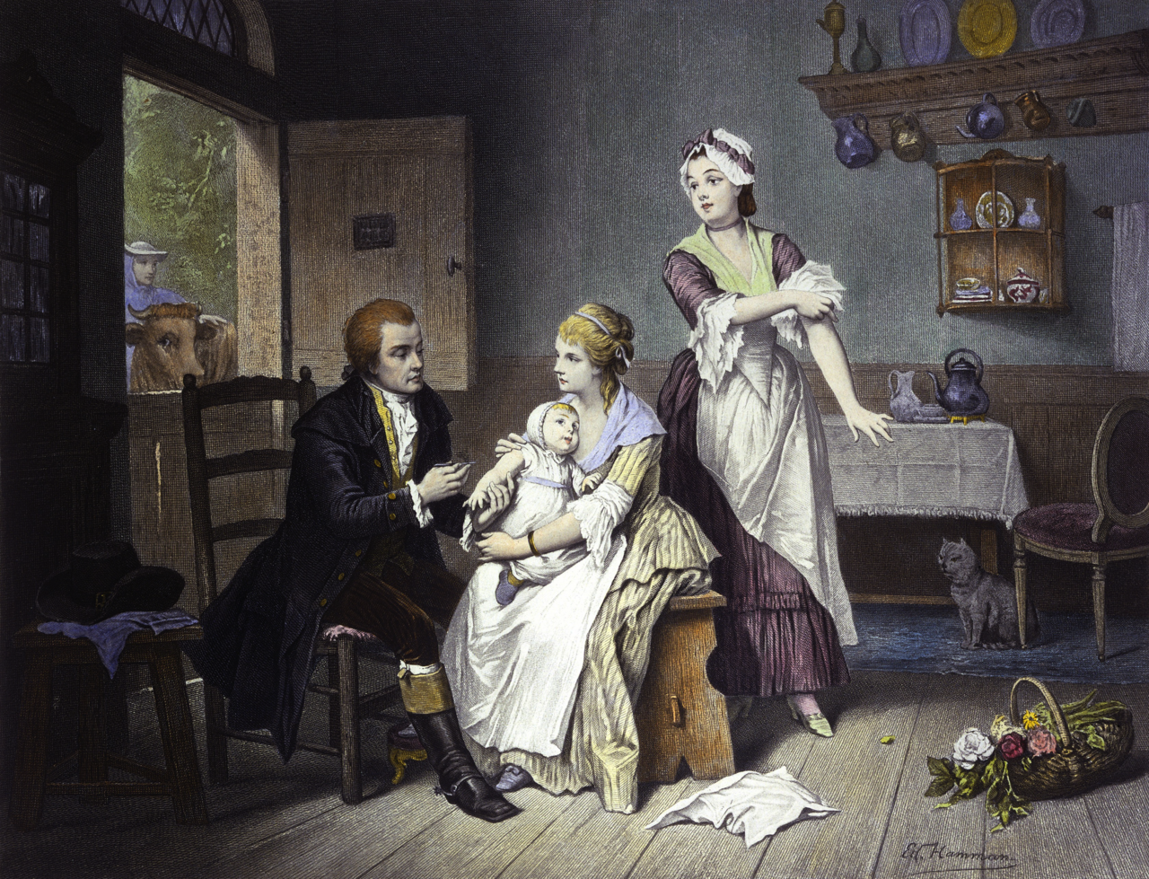Edward Jenner vaccinating a young child by E. Hamman by Edouard Hamman
