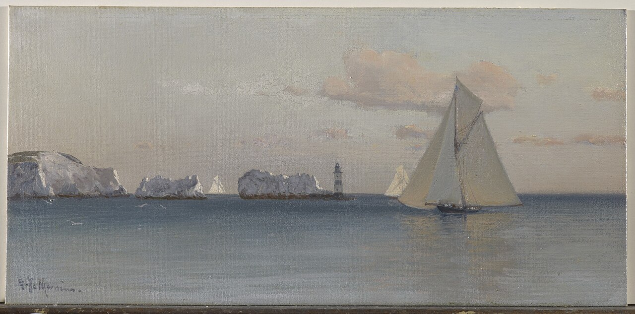 Britannia running before the wind off the Needles by Eduardo de Martino