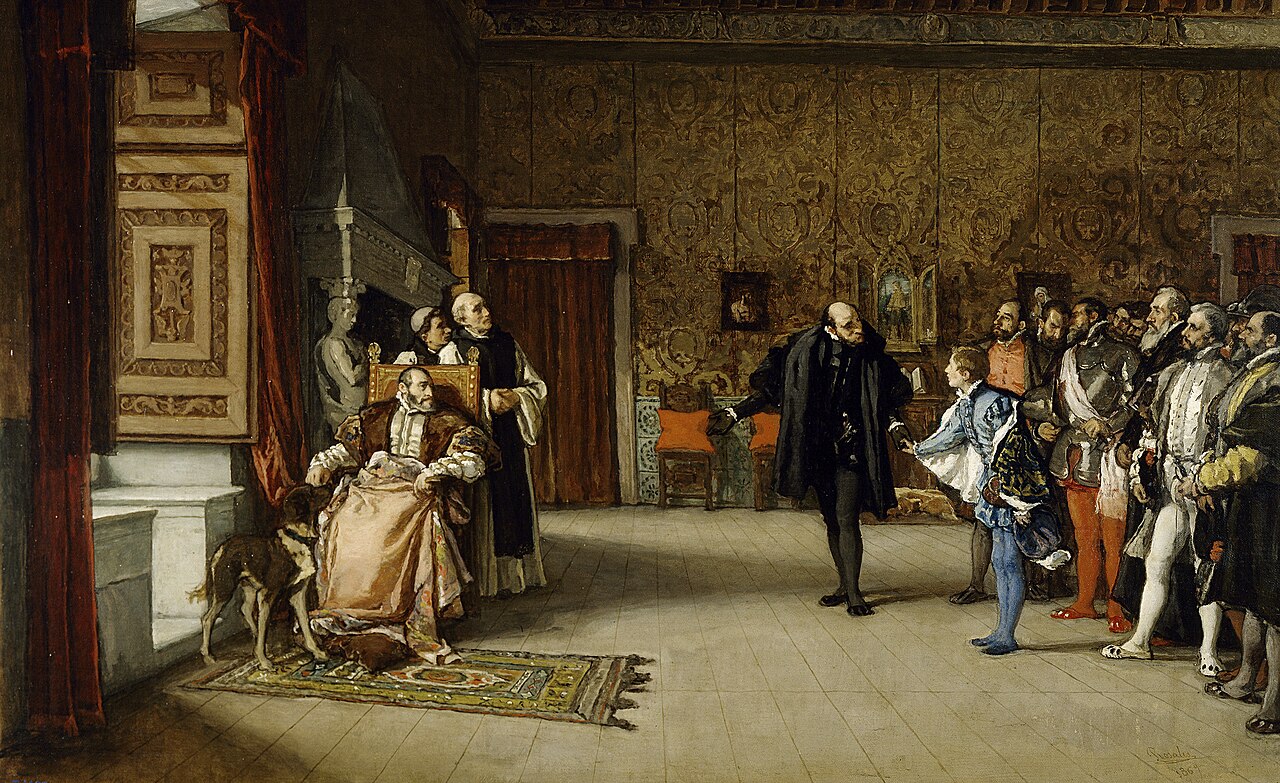 Juan de Austria's presentation to Emperor Carlos V in Yuste by Eduardo Rosales