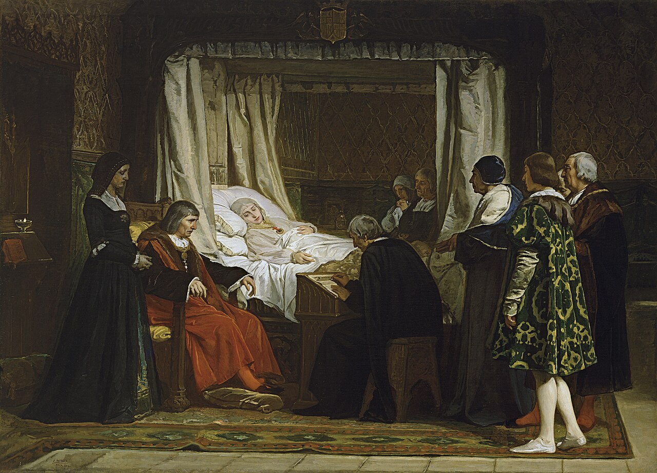 Queen Isabel la Católica dictating her last will and testament by Eduardo Rosales