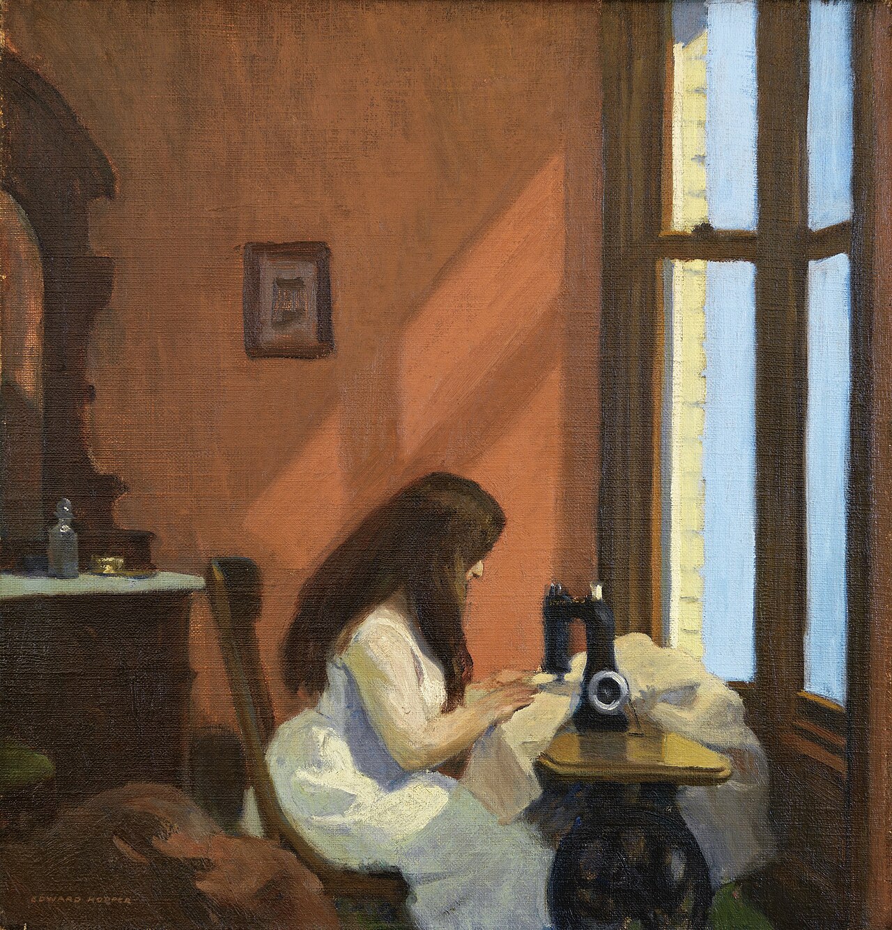 Girl at Sewing Machine by Edward Hopper