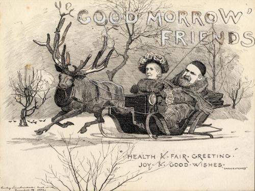 Caricature of Mr and Mrs Alexander Macdonald, for a Christmas Card by Linley Sambourne - Edward Linley Sambourne by Edward Linley Sambourne
