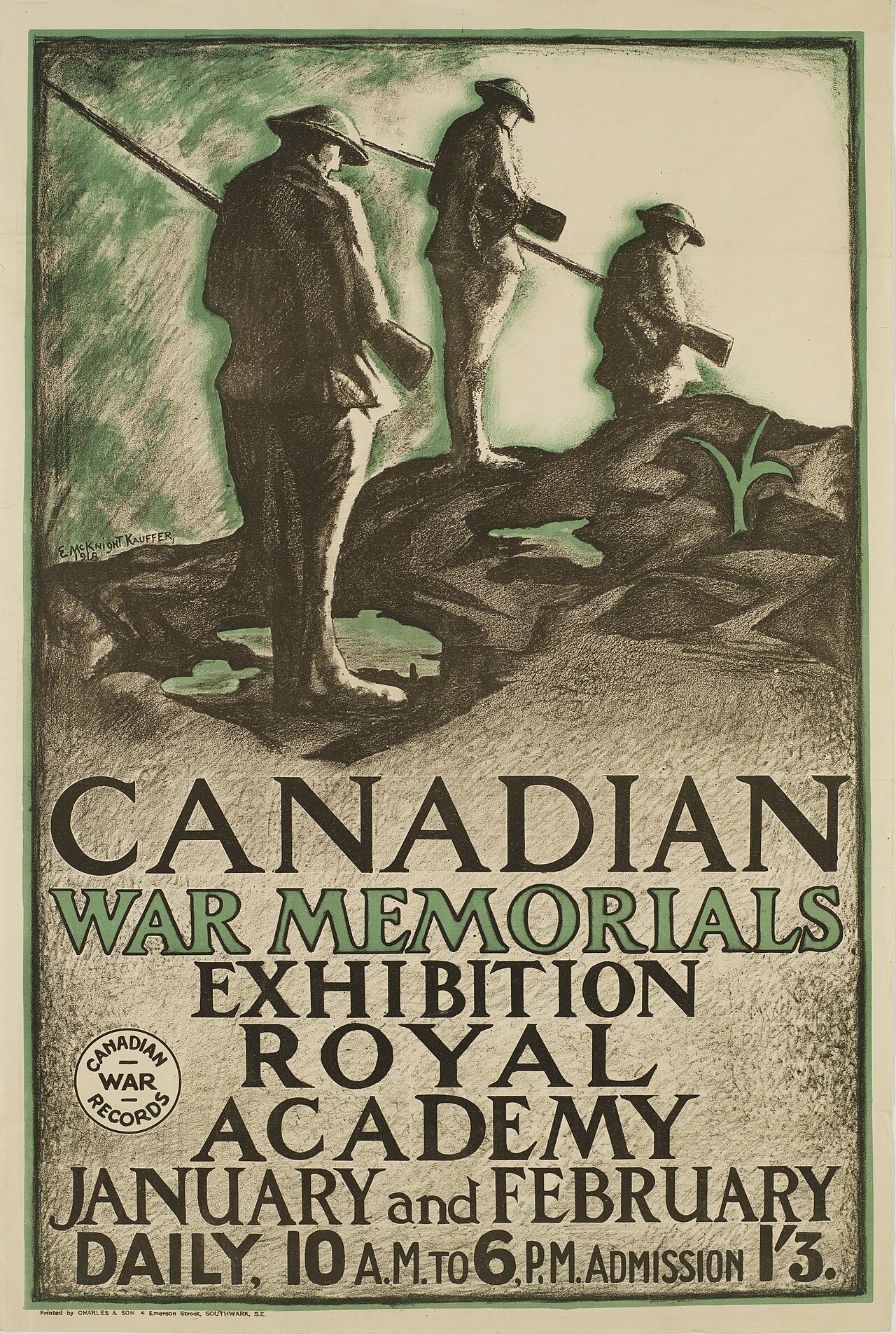 Canadian War Memorials Exhibition, Royal Academy, Poster by Edward McKnight Kauffer