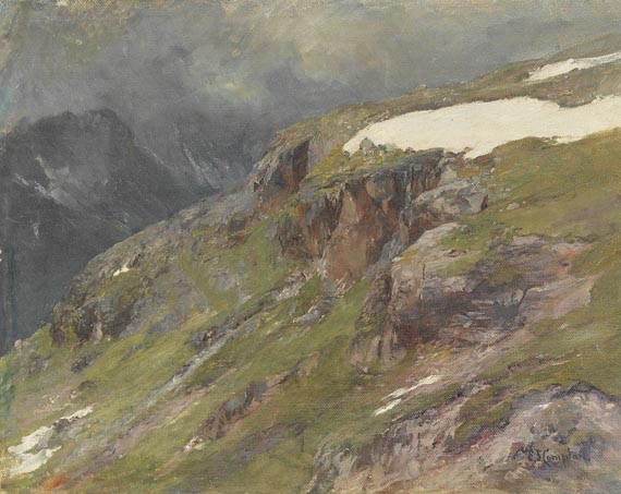 Mountainous landscape by Edward Theodore Compton