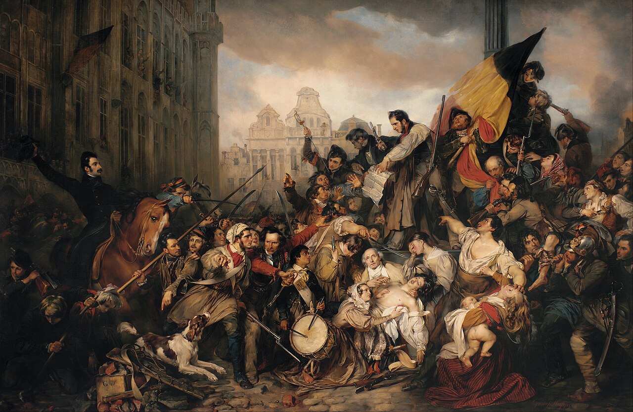 Episode of the September Days 1830, on the Grand Place of Brussels by Égide Charles Gustave Wappers