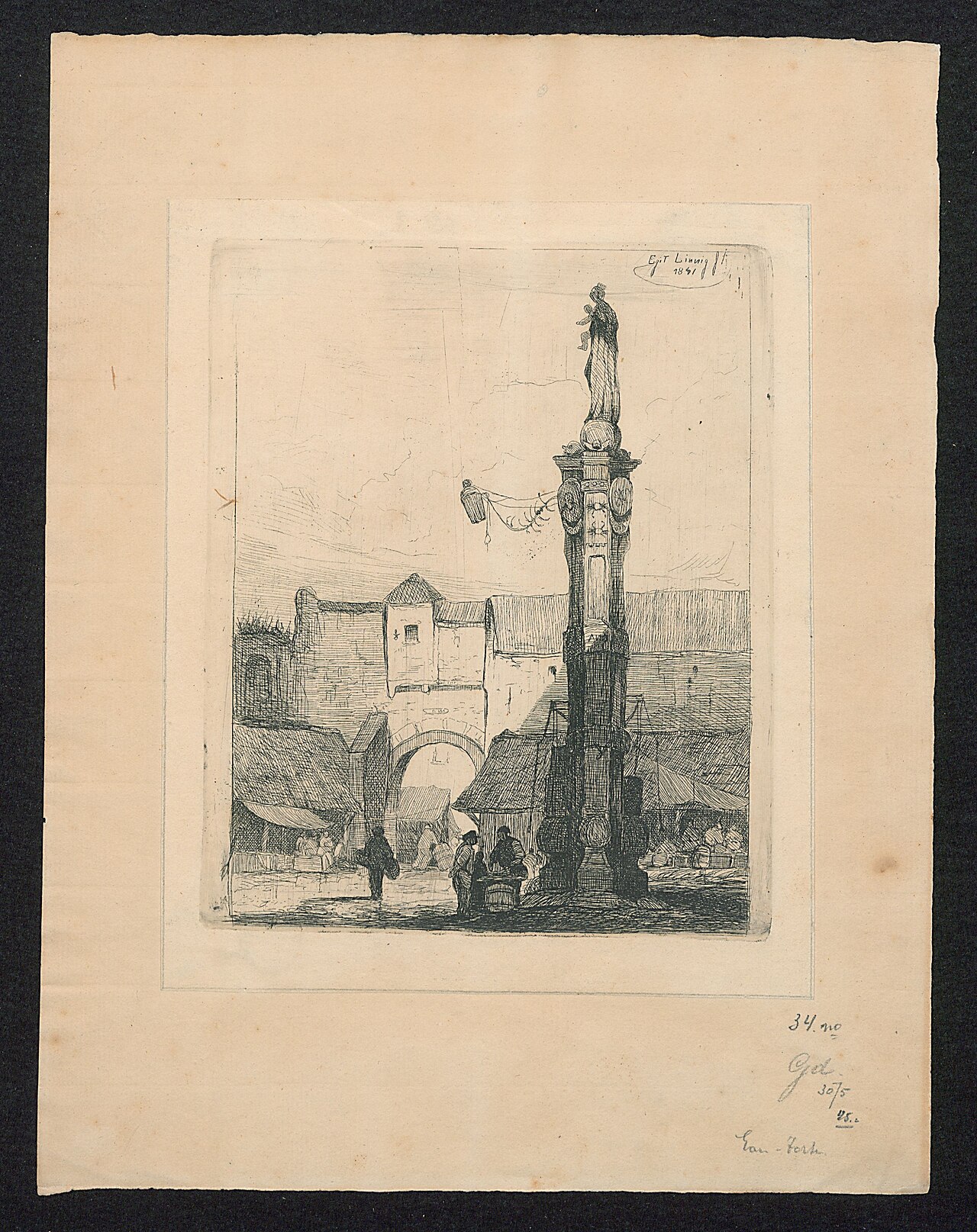 De Mariazuil op de vismarkt te Antwerpen by Egide Linnig