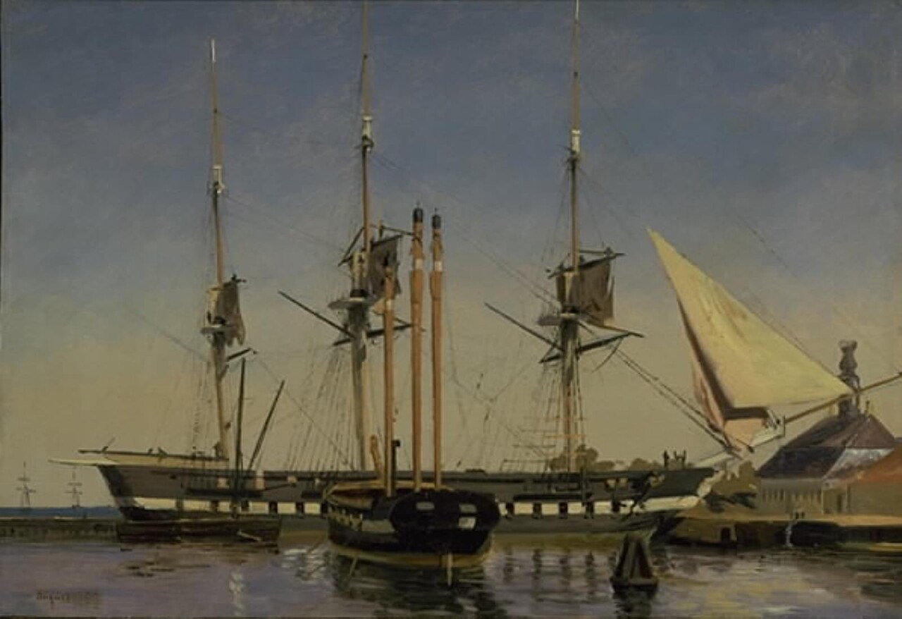 The Fregate "Niels Juel" near the Main Guard on Nyholm by Emanuel Larsen