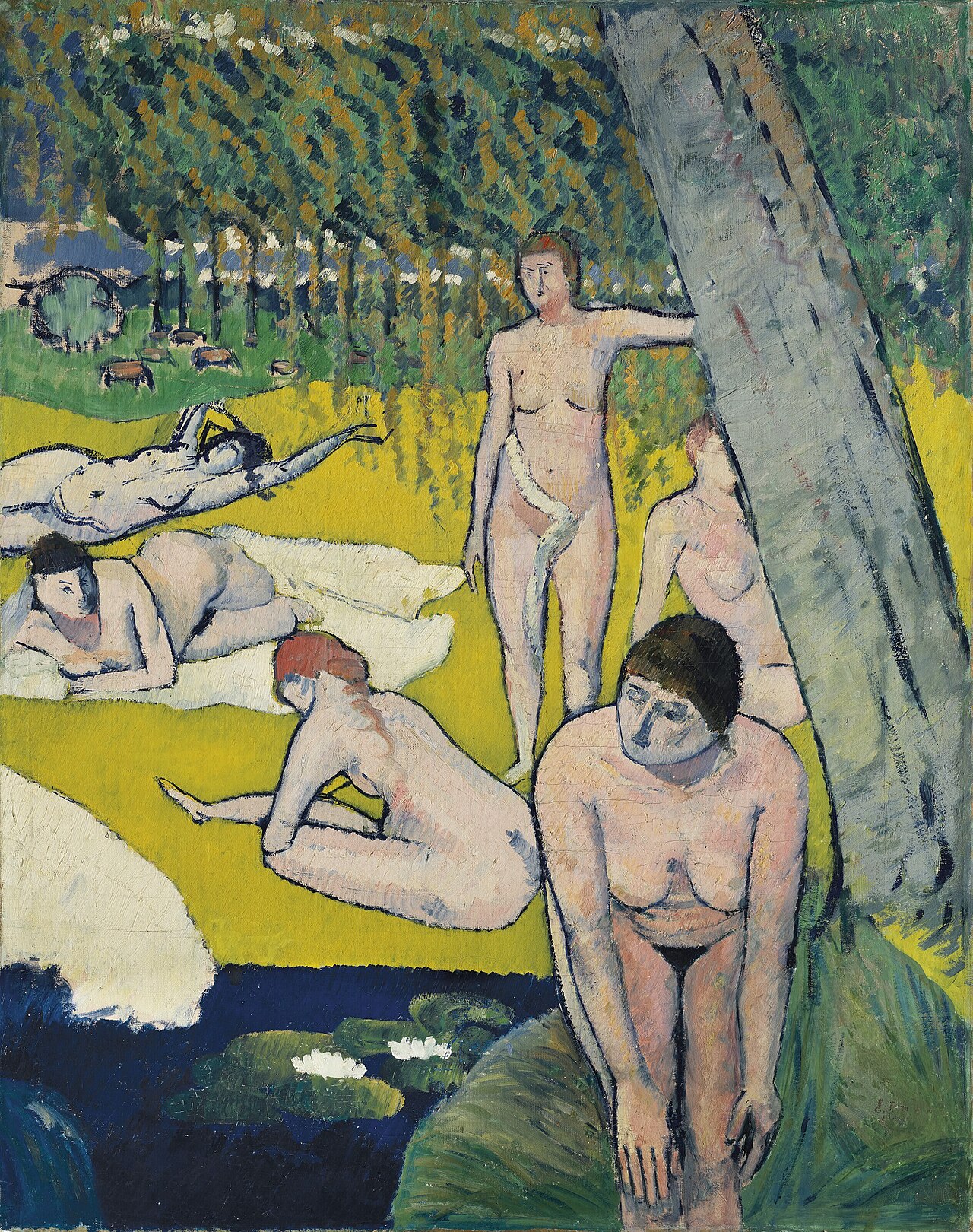 Bathers with water lilies by Émile Bernard