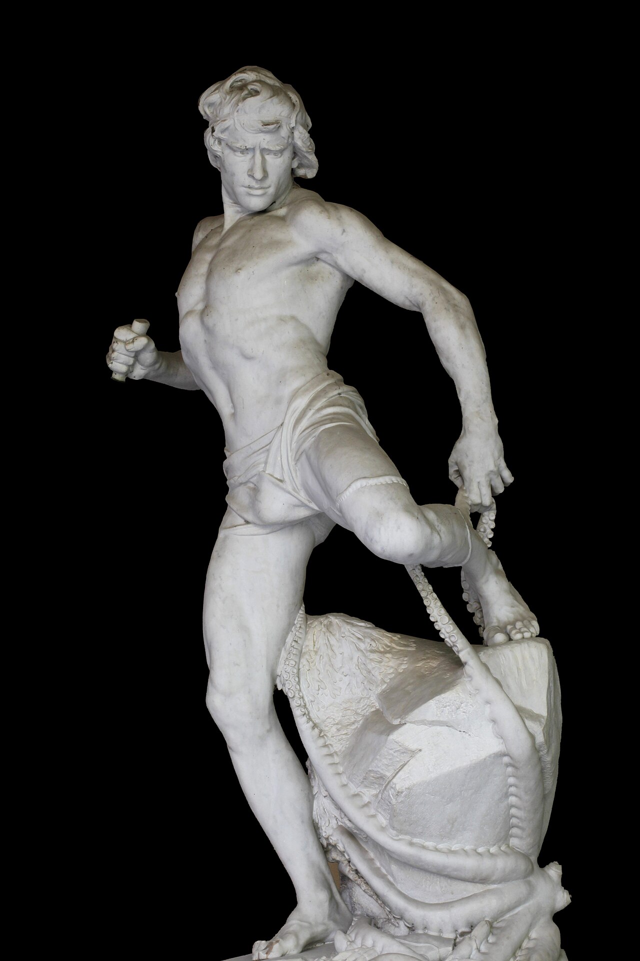 Gilliatt seized by the octopus by Émile Joseph Nestor Carlier