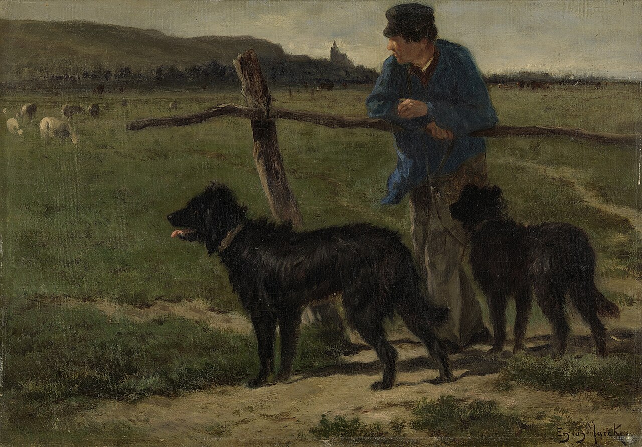 Boer met honden by Emile van Marcke
