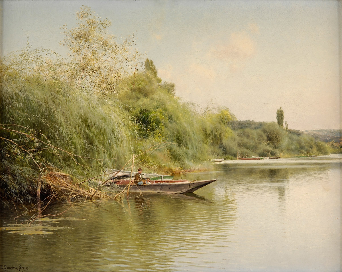 Fisherman and Son in a Boat by Emilio Sánchez-Perrier