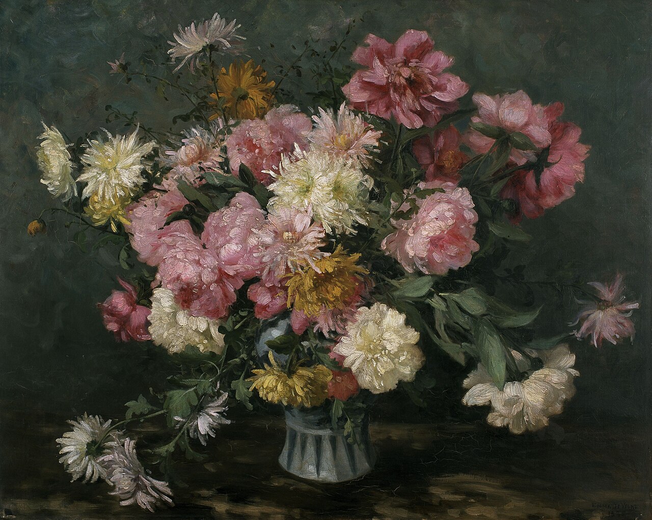 Chrysanthemums and Peonies by Emma De Vigne