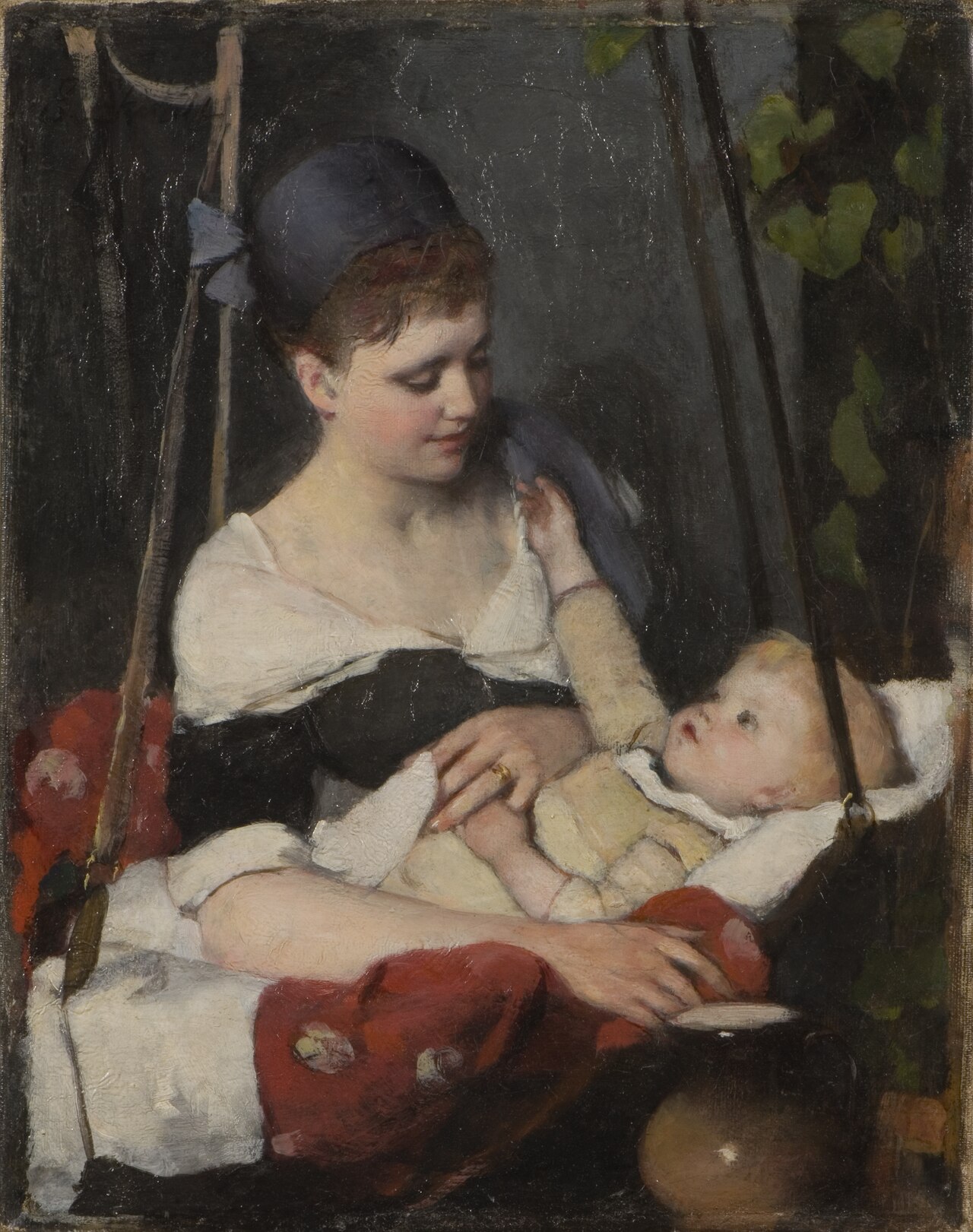 Young mother rocking her baby by Emma Ekwall