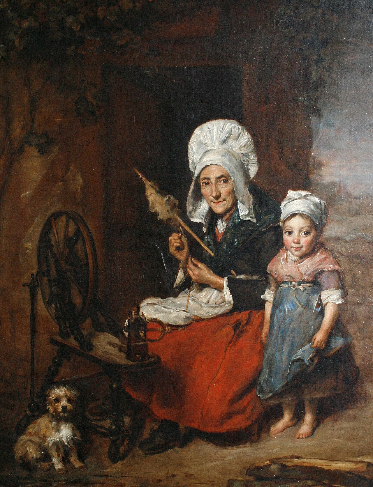 The Grandmother at her Spinning Wheel by Emma Soyer