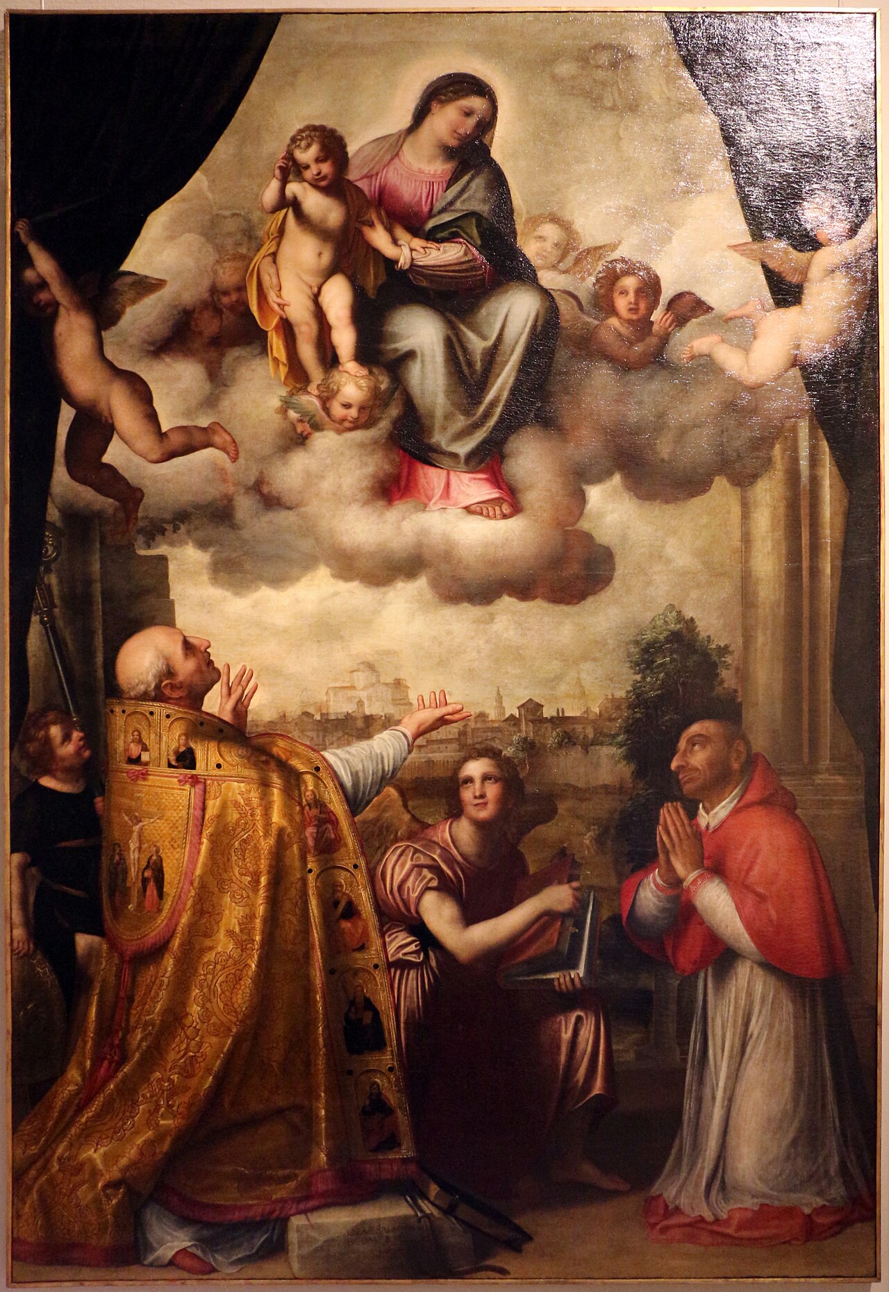 Madonna col Bambino e santi Ambrogio e Carlo Borromeo by Enea Salmeggia