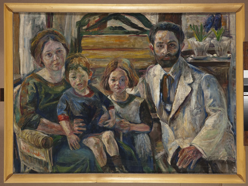Portret krytyka sztuki Hakona (Henryka Kohna) z rodziną by Enrico Glicenstein