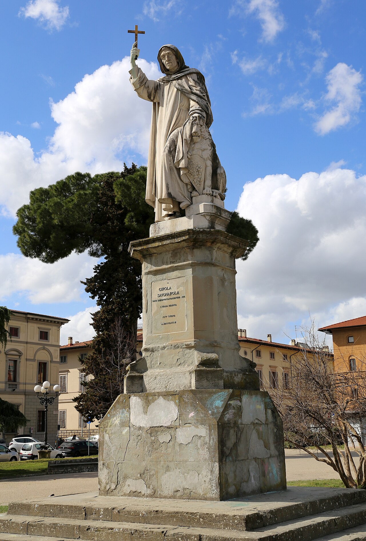 Monument to Savonarola in Piazza Savonarola by Enrico Pazzi