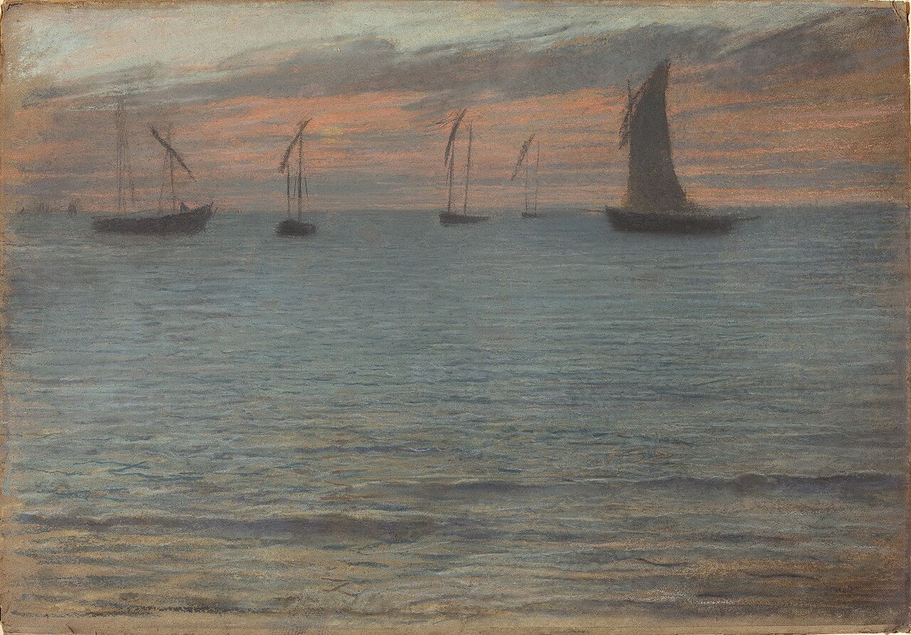 A Seascape at Sunset by Ernest Ange Duez