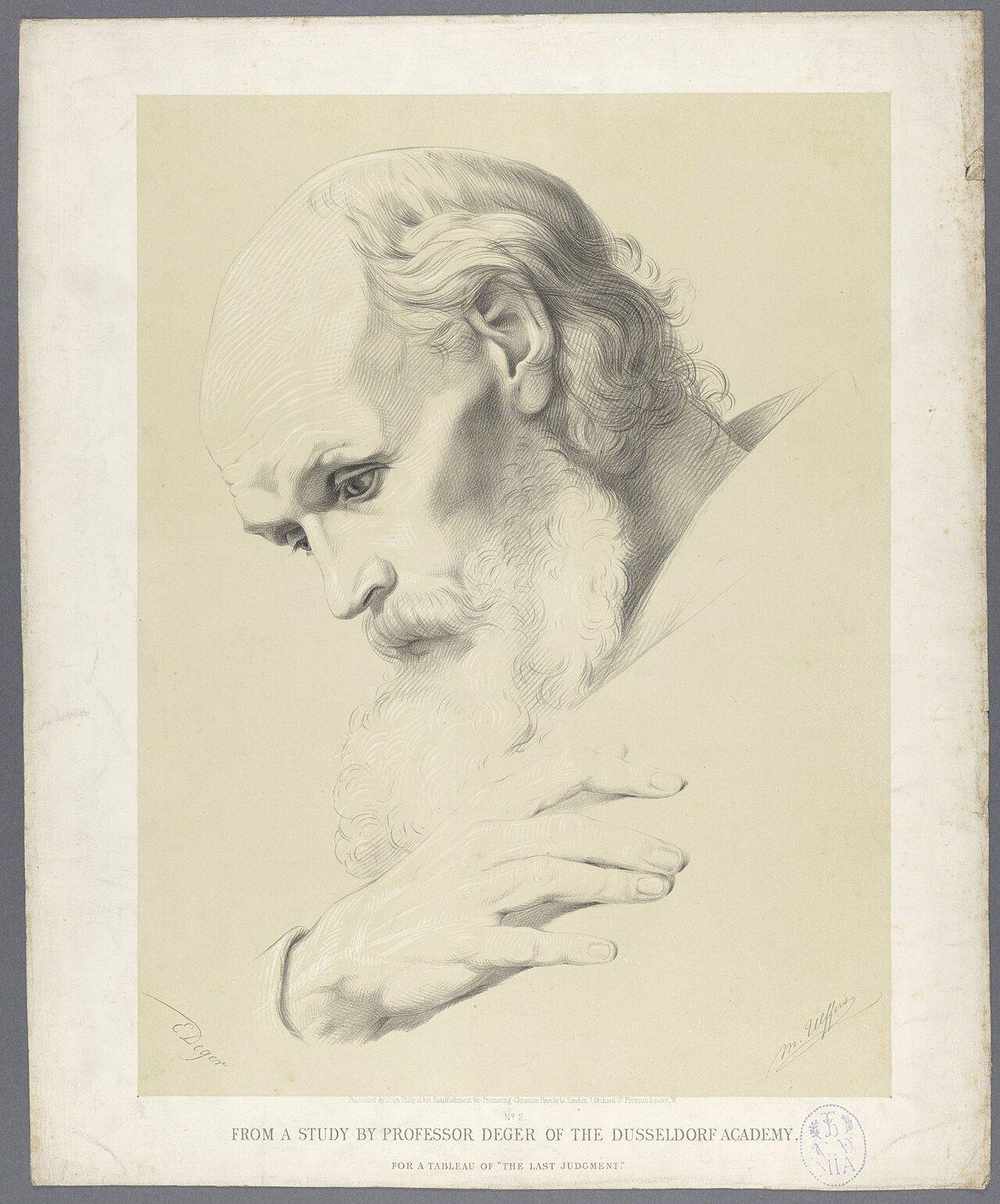 Academic print: head of a bearded man by Ernst Deger