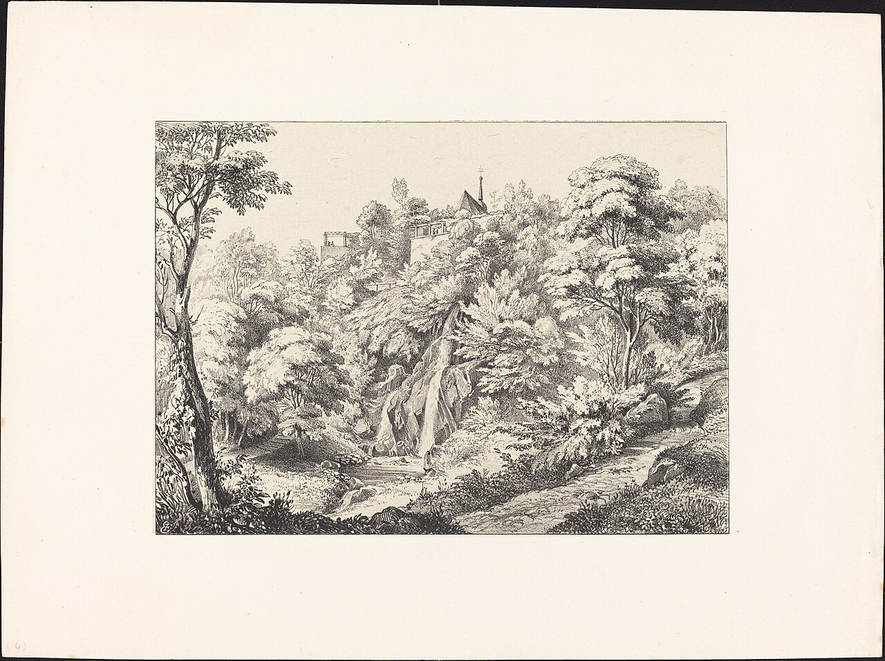 Rear View of the Convent with Waterfall by Ernst Fries