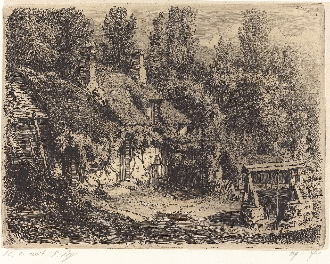 La chaumière au puits (Cottage with Well) by Eugène Blery