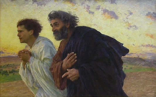 The disciples Peter and John running to the tomb on the morning of the resurrection by Eugène Burnand