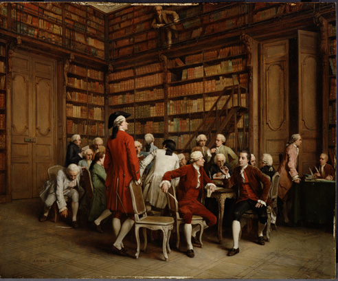 De encyclopaedisten in de bibliotheek van de koning by Eugène Fichel