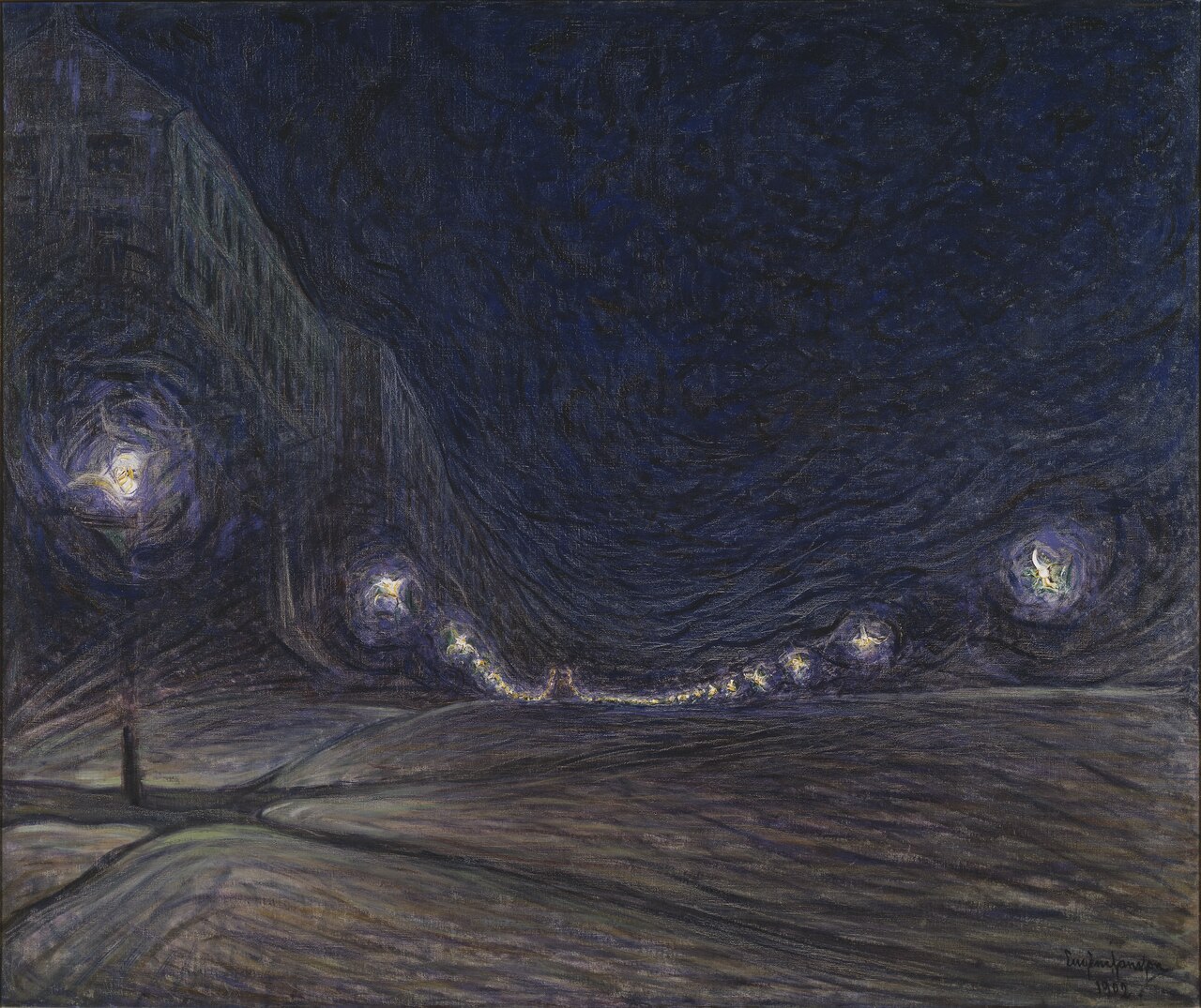 Hornsgatan by Night by Eugène Jansson