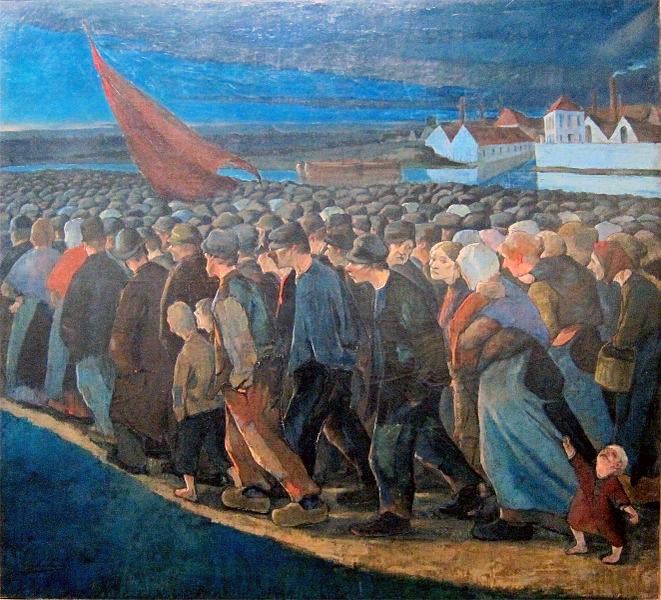 Un soir de grève by Eugène Laermans
