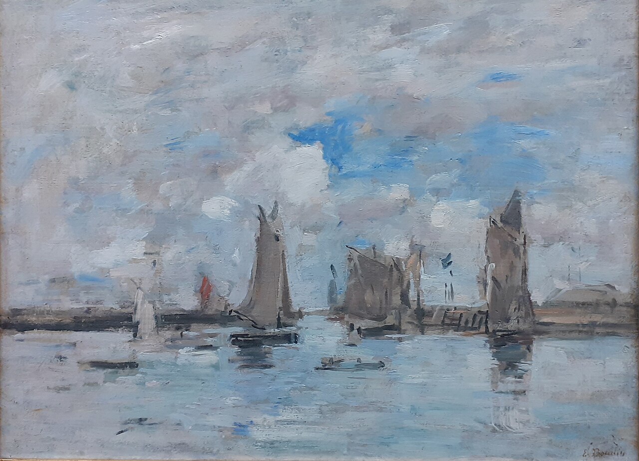 Entrance of the Harbour of Trouville by Eugène Louis Boudin