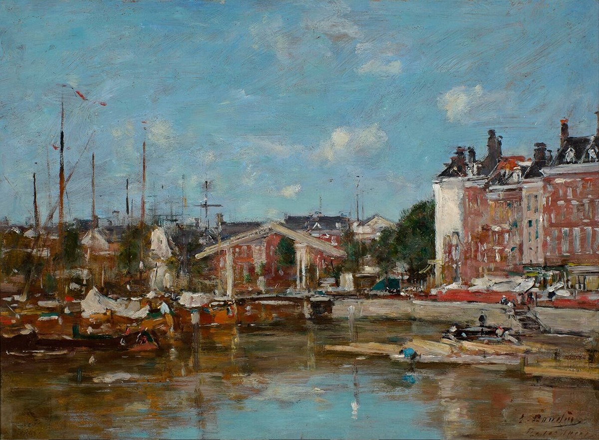 View at the Leuvehaven in Rotterdam by Eugène Louis Boudin