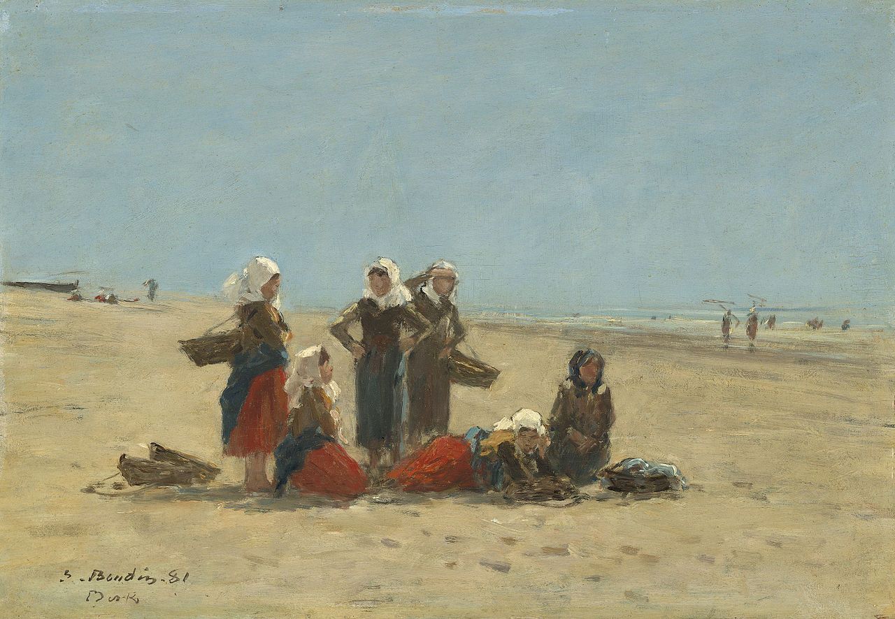 Women on the Beach at Berck by Eugène Louis Boudin